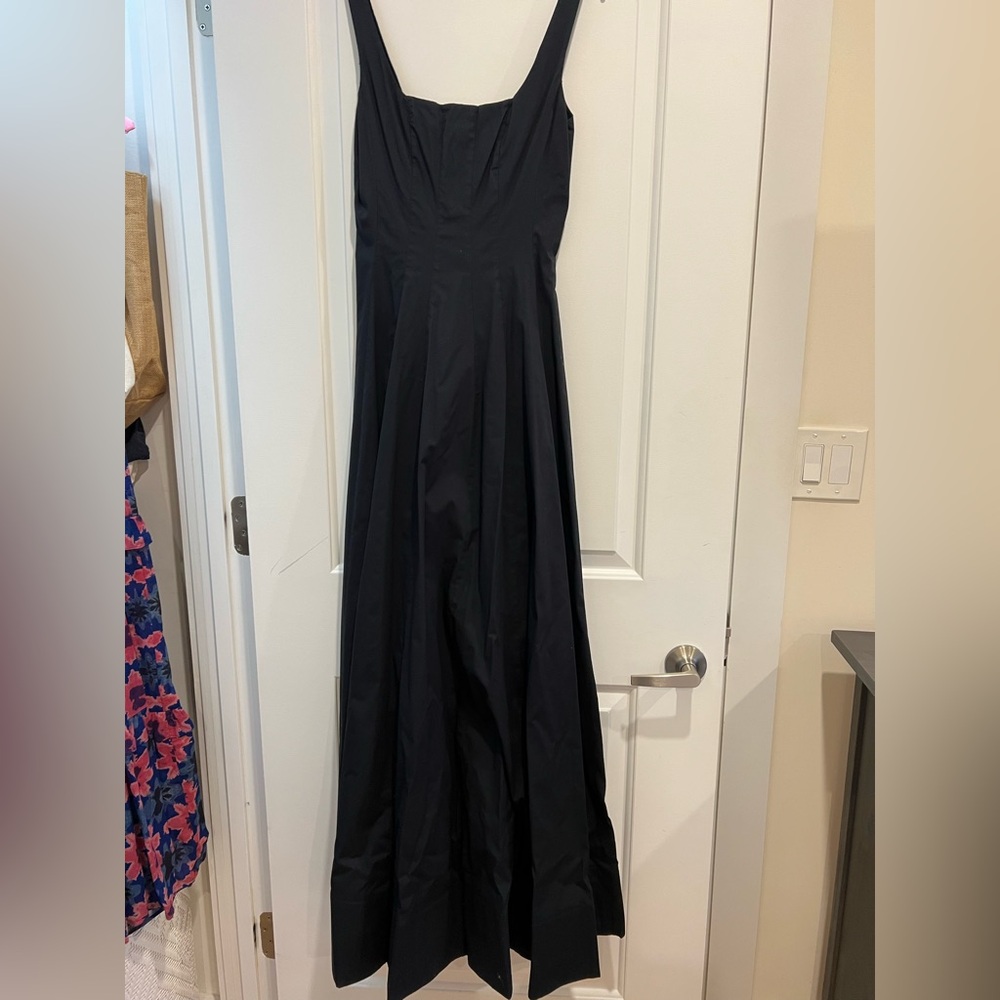 STAUD Black Sleeveless Square Neck Maxi Dress
